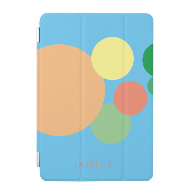 Pastel Rainbow Polka Dot custom name iPad Mini Cover (Front)