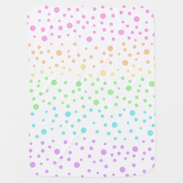 Pastel Rainbow Polka Dots Baby Blanket (Front)