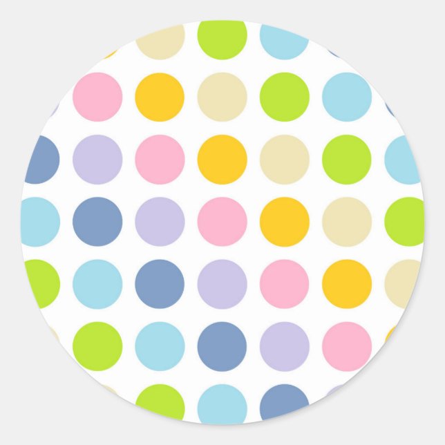 Pastel Rainbow Polka Dots Classic Round Sticker (Front)