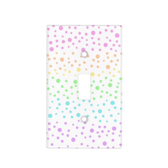 Pastel Rainbow Polka Dots Light Switch Wall Plate (Front)