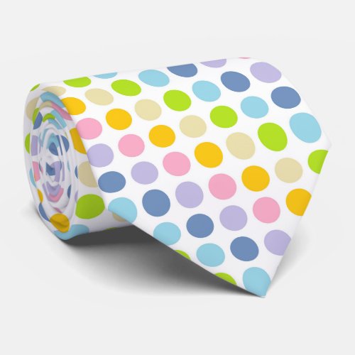 Pastel Rainbow Polka Dots Neck Tie