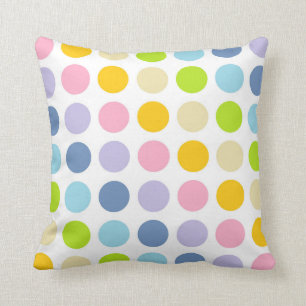 Pastel Rainbow Polka Dots Throw Pillow
