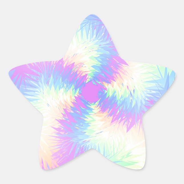 Pastel Rainbow Pompom Star Sticker (Front)