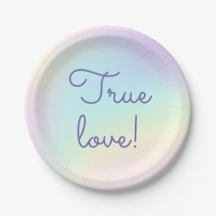Pastel Rainbow Prismatic Lesbian Wedding Paper Plates