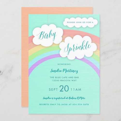 Pastel Rainbow Rain Clouds Baby Sprinkle Invitation