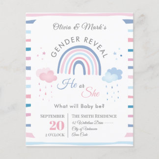 Pastel Rainbow Rain Gender Reveal Invitation