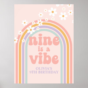 Pastel Rainbow Retro Nine is a Vibe 9th Birthday Poster