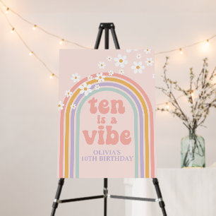 Pastel Rainbow Retro Ten is a Vibe 10th Birthday Foam Board