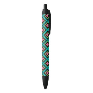 Pastel Rainbow Rhombuses Geometric Black Pink Blue Pen
