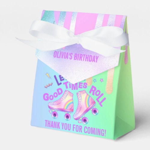 Pastel Rainbow  Roller Skating Birthday Favor Boxes