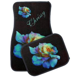 Pastel Rainbow Rose Personalized Car Mats