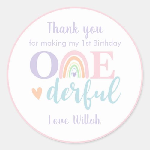 Pastel Rainbow Round Favor Sticker