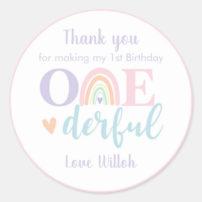 Pastel Rainbow Round Favor Sticker (Front)