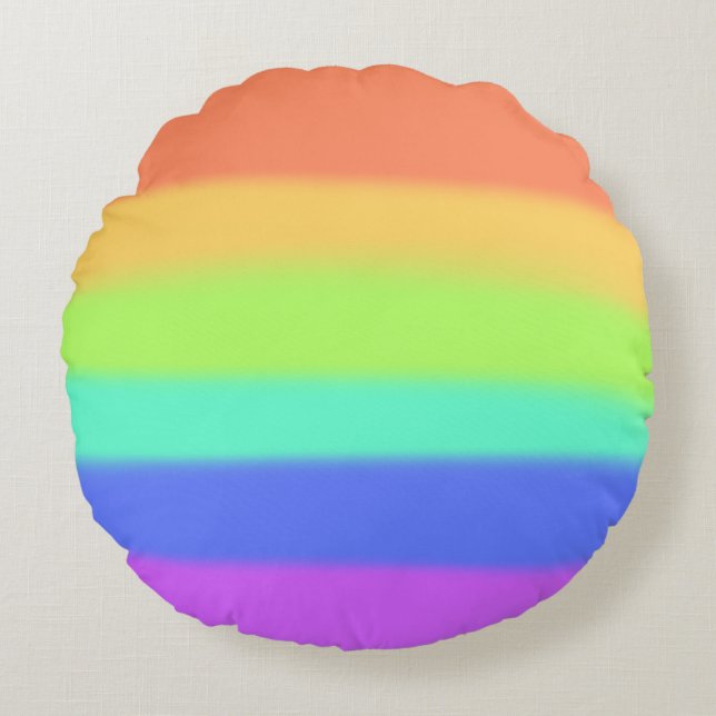 Pastel Rainbow Round Pillow (Front)