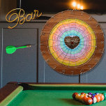 Pastel Rainbow Rustic Wood Tone Monogram hearts Da Dart Board<br><div class="desc">Pastel Rainbow Rustic Wood Tone Monogram Heats with initial monogram.    A rustic Wood Grain Dartboard makes the perfect personalized Gift,  it's great for weddings,  parties,  family reunions,  and just everyday fun. Our easy-to-use template makes personalizing easy.</div>