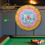 Pastel Rainbow Rustic Wood Tone Monogram Name   Dart Board<br><div class="desc">Pastel Rainbow Rustic Wood Tone Monogram Name    A rustic Wood Grain Dartboard makes the perfect personalized Gift,  it's great for weddings,  parties,  family reunions,  and just everyday fun. Our easy-to-use template makes personalizing easy.</div>