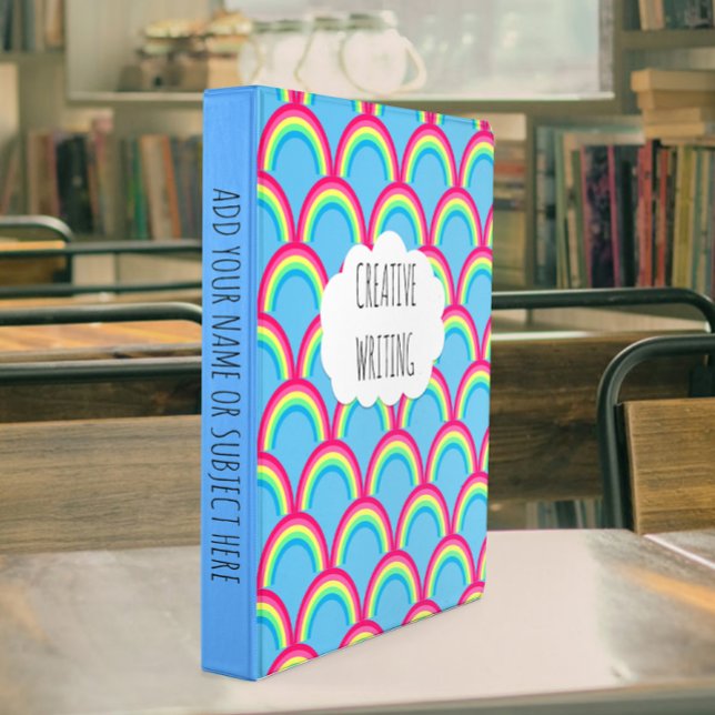 Pastel Rainbow Scale Pattern Personalized 3 Ring Binder (Creator Uploaded)