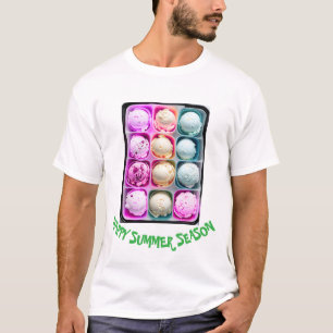 Pastel Rainbow Scoop Ice Cream Delight Summer T-Shirt