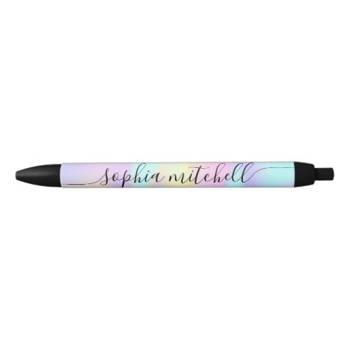Pastel Rainbow Script Calligraphic Black Ink Pen