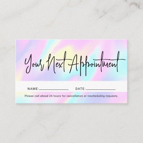 Pastel Rainbow Script Calligraphy Appointment Card