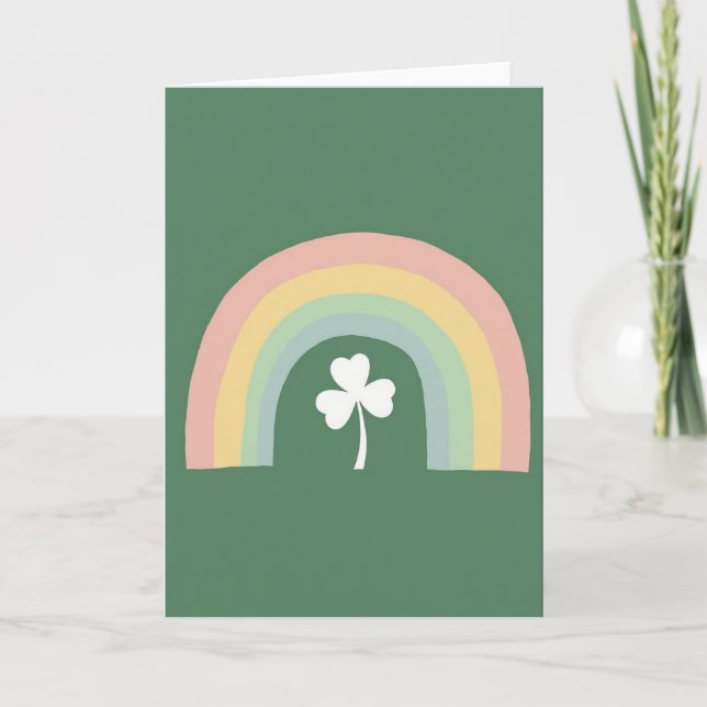 Pastel Rainbow Shamrock Luck Card (Front)