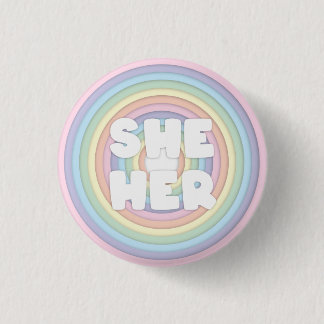 Pastel Rainbow She/Her Pronouns Button