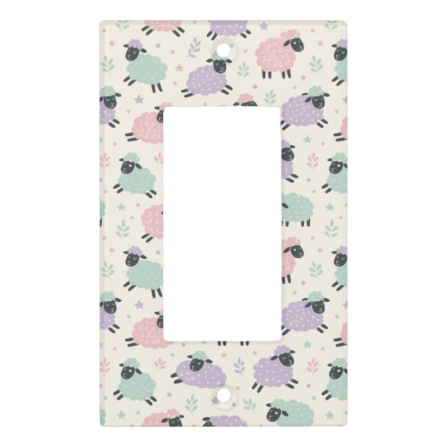 Pastel Rainbow Sheep Pattern Light Switch Cover (Front)