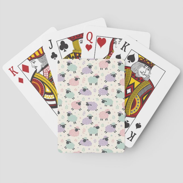 Pastel Rainbow Sheep Pattern Poker Cards (Back)