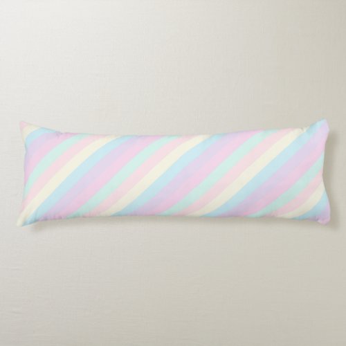 Pastel Rainbow Sherbet Diagonal Stripes Body Pillow