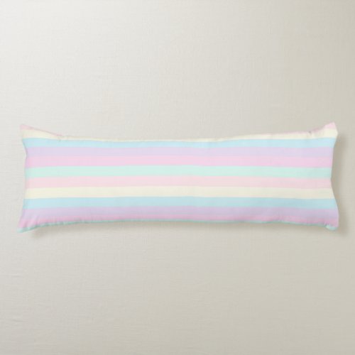 Pastel Rainbow Sherbet Horizontal Stripes Body Pillow