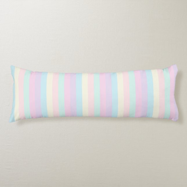 Pastel Rainbow Sherbet Stripes Body Pillow (Front)