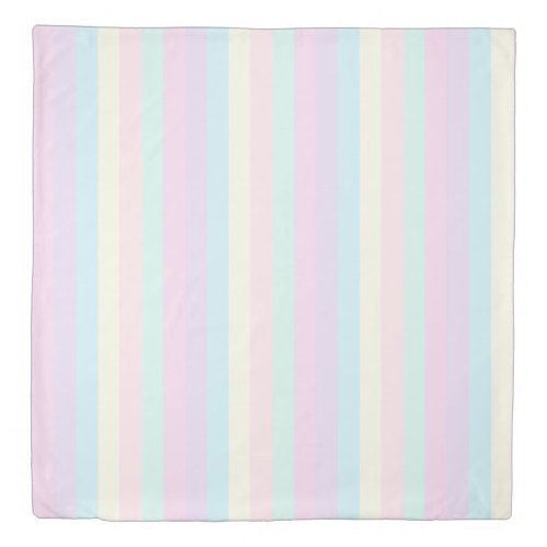 Pastel Rainbow Sherbet Vertical Stripes Duvet Cover