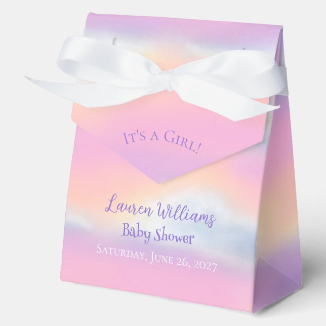 Pastel Rainbow Sky Baby Shower Favor Boxes (Front)