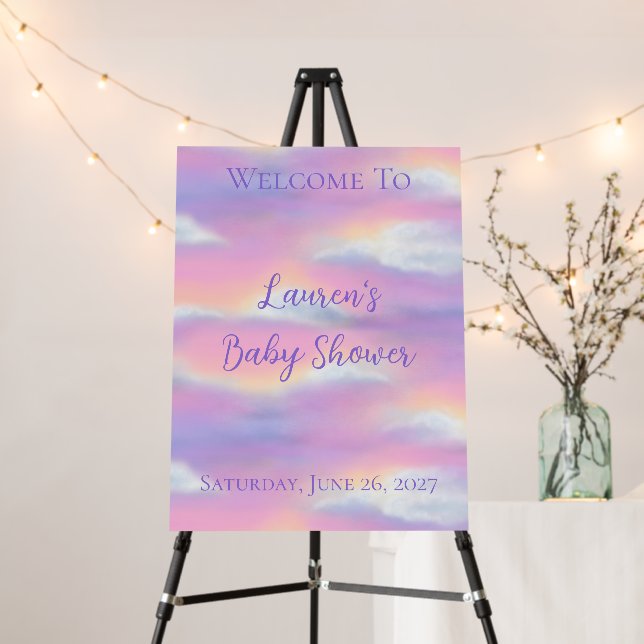 Pastel Rainbow Sky Baby Shower Foam Board (In Situ (Stand))