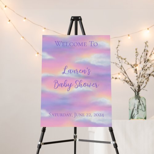 Pastel Rainbow Sky with Clouds Baby Shower Foam Board