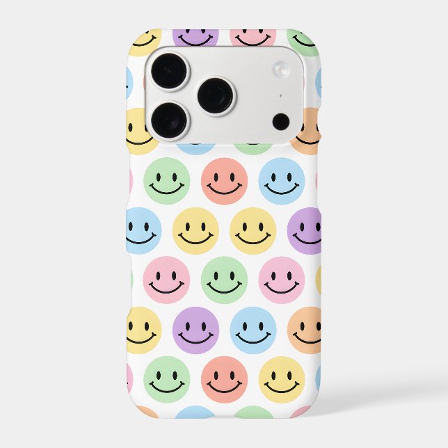 Pastel Rainbow Smiley Grid iPhone Case (Back)