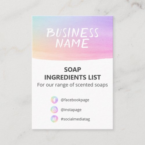 Pastel Rainbow Soap Fragrance Logo Ingredients Business Card