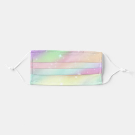 Pastel Rainbow Sparkle Clouds Adult Cloth Face Mask (Front, Folded)