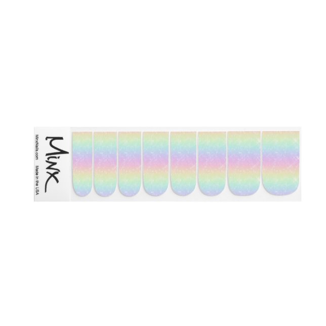 Pastel Rainbow Sparkles Pattern Minx Nail Art (Left Hand)