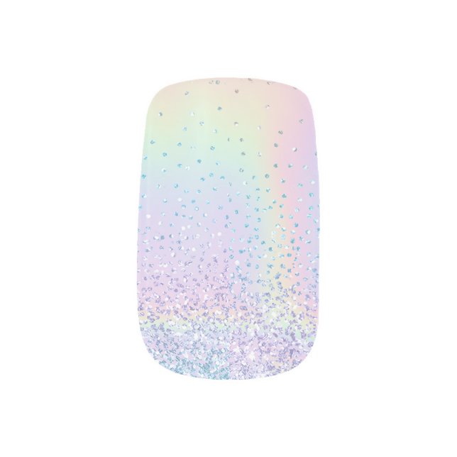 Pastel Rainbow Sparkles with Glitter Accents Minx Nail Art (Left Thumb)