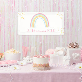 Pastel rainbow sparkling Birthday Banner