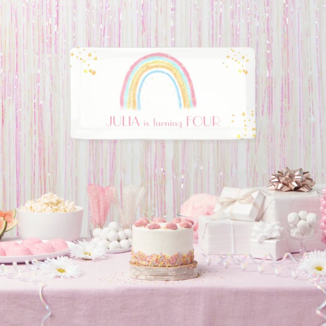 Pastel rainbow sparkling Birthday Banner (Party)