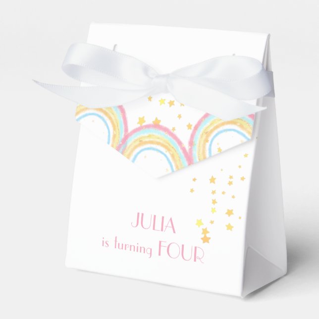 Pastel rainbow sparkling Birthday Favor Boxes (Front Side)