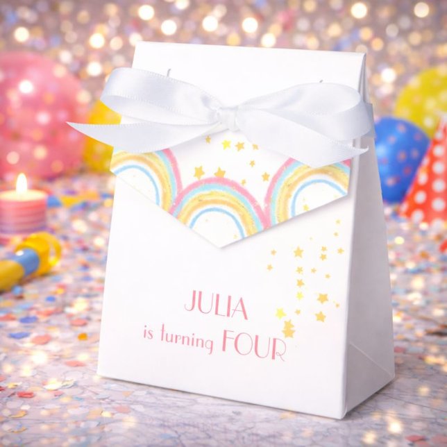 Pastel rainbow sparkling Birthday Favor Boxes (Creator Uploaded)
