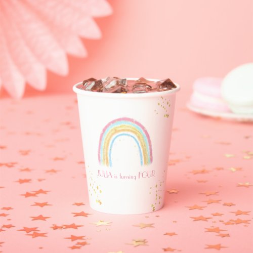 Pastel rainbow sparkling Birthday Paper Cups