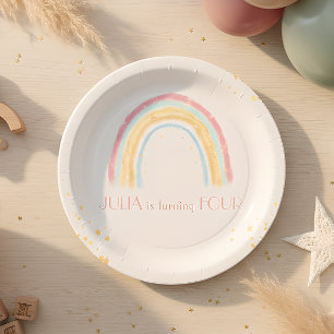 Pastel rainbow sparkling Birthday Paper Plates