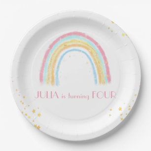 Pastel rainbow sparkling Birthday Paper Plates