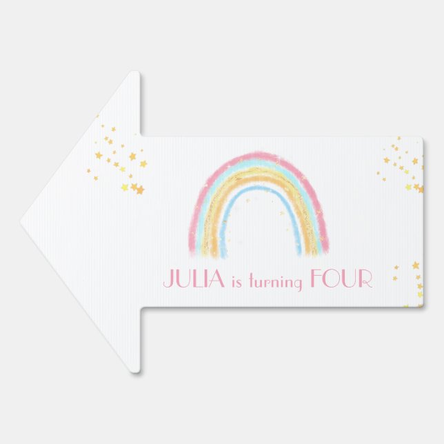 Pastel rainbow sparkling Birthday Sign (Front)