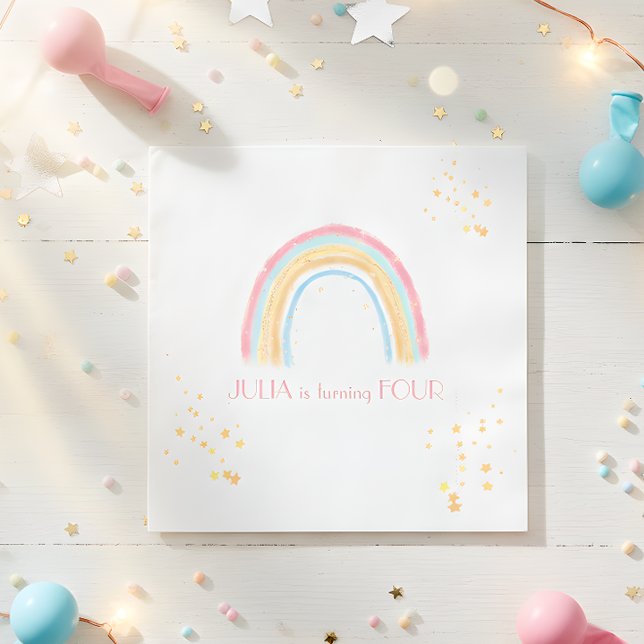 Pastel rainbow sparkling boho Birthday Napkins (Creator Uploaded)