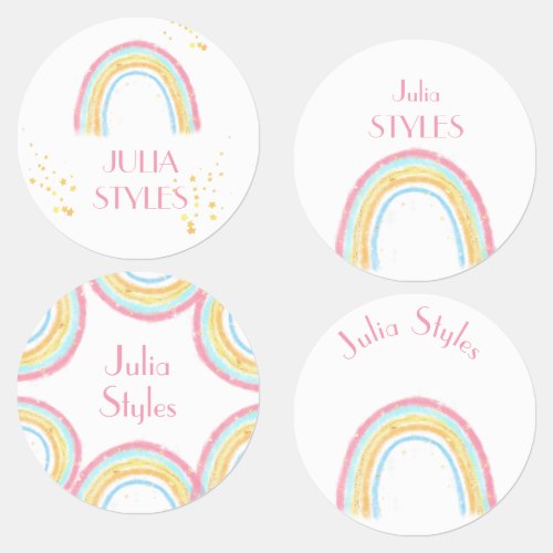 Pastel rainbow sparkling clothing label